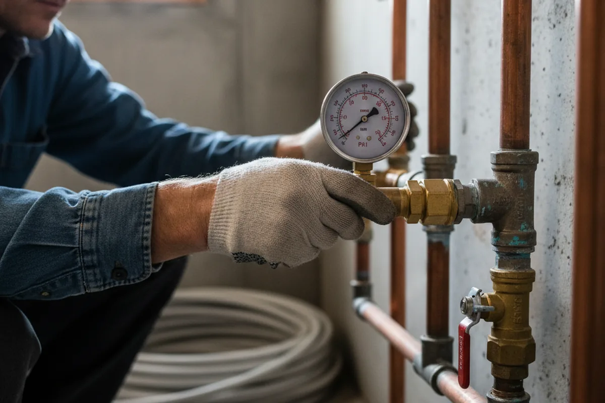 Pressure testing a repaired line during Water Line Repair in Pollock